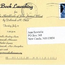 Book Launching for "The Sketchbooks of John Samuel Blunt," by Deborah M. Child, Tuesday, Jul7 17, [2007] [postcard]